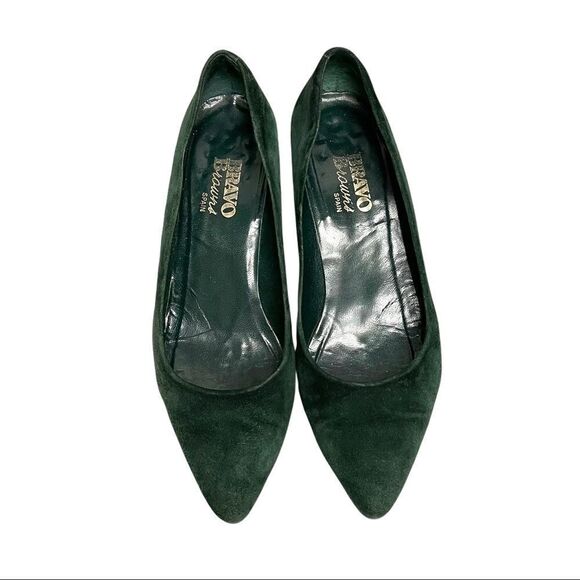 Browns Bravo Browns Suede Slip On Shoes Heels Pumps Green - Picture 4 of 14